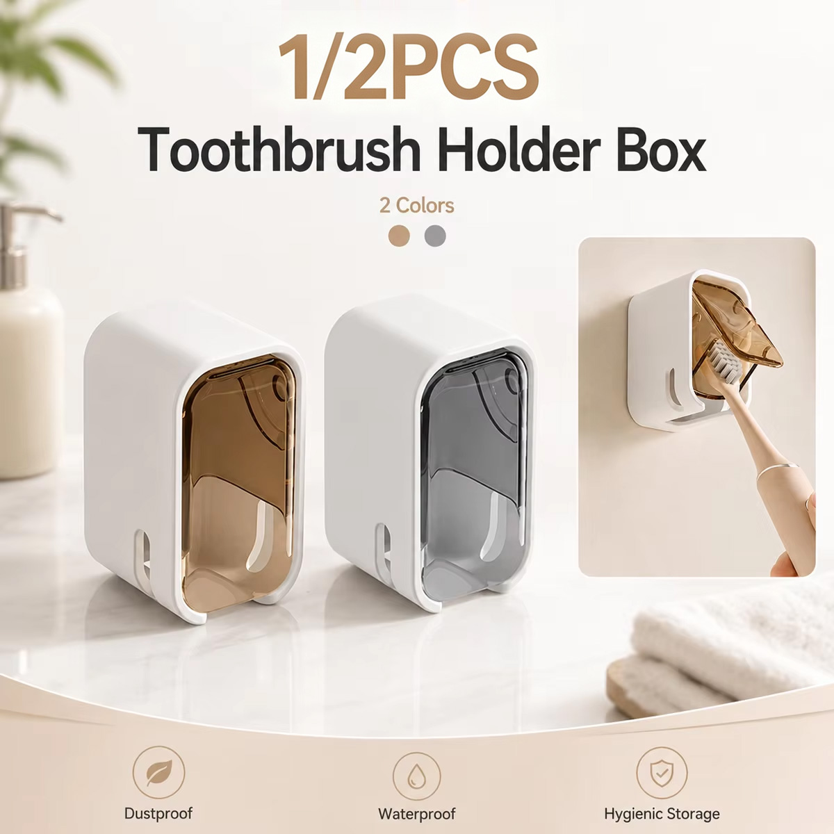 Toothbrush Holder Set - 1/2 szt. Montowany na ścianie uchwyt