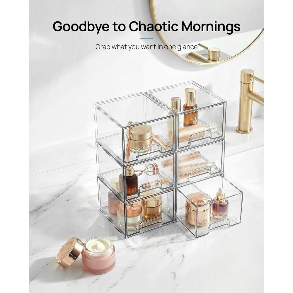 Home Goods Bathroom Storage - Małe, przezroczyste, sztaplowane szuflady do przechowywania,